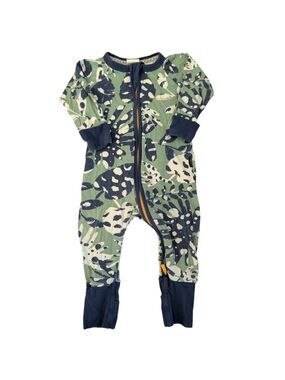 Bonds Wondersuit Green and Navy Tropical Leaf Print Convertible Romper Sleeper 3